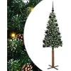 Image de vidaXL - Slanke - Kerstboom - Groen - 150 - cm - PVC - en - massief - dennenhout