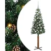 Image de vidaXL - Slanke - Kerstboom - Groen - 150 - cm - PVC - en - massief - dennenhout