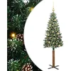 Image de vidaXL - Slanke - Kerstboom - Groen - 150 - cm - PVC - en - massief - dennenhout