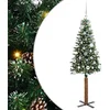 Image de vidaXL - Slanke - Kerstboom - Groen - 150 - cm - PVC - en - massief - dennenhout