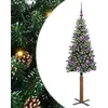 Image de vidaXL - Slanke - Kerstboom - Groen - 150 - cm - PVC - en - massief - dennenhout