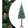 Image de vidaXL - Slanke - Kerstboom - Groen - 150 - cm - PVC - en - massief - dennenhout