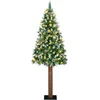 Image de vidaXL - Slanke - Kerstboom - Groen - 180 - cm - PVC - en - massief - dennenhout