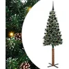 Image de vidaXL - Slanke - Kerstboom - Groen - 180 - cm - PVC - en - massief - dennenhout