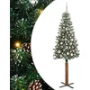 Image de vidaXL - Slanke - Kerstboom - Groen - 180 - cm - PVC - en - massief - dennenhout