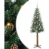 Image de vidaXL - Slanke - Kerstboom - Groen - 180 - cm - PVC - en - massief - dennenhout