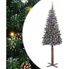Image de vidaXL - Slanke - Kerstboom - Groen - 180 - cm - PVC - en - massief - dennenhout