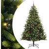 Image de vidaXL - Kunstmatige - Scharnierende - Kerstboom - 300 - LEDs - Groen - 210 - cm