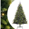 Image de vidaXL - Kunstmatige - Scharnierende - Kerstboom - 300 - LEDs - Groen - 210 - cm