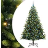 Image de vidaXL - Kunstmatige - Scharnierende - Kerstboom - 300 - LEDs - Groen - 210 - cm