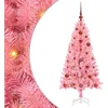 Image de vidaXL - Kerstboom - met - 150 - LED - met - standaard - Roze - 120 - cm - PVC