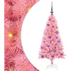 Image de vidaXL - Kerstboom - met - 150 - LED - met - standaard - Roze - 120 - cm - PVC
