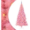Image de vidaXL - Kerstboom - met - 300 - LED - met - standaard - Roze - 180 - cm - PVC