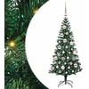 Image de vidaXL - Kunststof - Voorverlichte - Kerstboom - Groen - 120 - cm - PVC - en - Metalen