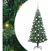Image de vidaXL - Kunststof - Voorverlichte - Kerstboom - Groen - 120 - cm - PVC - en - Metalen