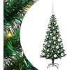 Image de vidaXL - Kunststof - Voorverlichte - Kerstboom - Groen - 120 - cm - PVC - en - Metalen