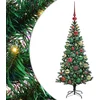 Image de vidaXL - Kunststof - Voorverlichte - Kerstboom - Groen - 120 - cm - PVC - en - Metalen