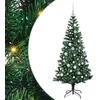 Image de vidaXL - Kunststof - Voorverlichte - Kerstboom - Groen - 150 - cm - PVC - en - Metalen