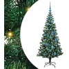 Image de vidaXL - Kunststof - Voorverlichte - Kerstboom - Groen - 150 - cm - PVC - en - Metalen