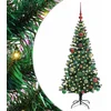 Image de vidaXL - Kunststof - Voorverlichte - Kerstboom - Groen - 150 - cm - PVC - en - Metalen