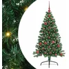 Image de vidaXL - Kunststof - Voorverlichte - Kerstboom - met - 150 - LED - Groen - 120 - cm - PVC