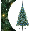Image de vidaXL - Kunststof - Voorverlichte - Kerstboom - met - 150 - LED - Groen - 120 - cm - PVC
