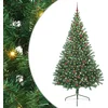 Image de vidaXL - Kunststof - Voorverlichte - Kerstboom - met - 300 - LED - Groen - 240 - cm - PVC