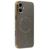 Image de Hoesje geschikt voor Apple iPhone 17 - Phonesta Luxury Carbon Fiber Back Cover - Geschikt voor MagSafe - Bruin