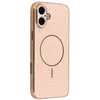 Image de Hoesje geschikt voor Apple iPhone 17 - Phonesta Luxury Carbon Fiber Back Cover - Geschikt voor MagSafe - Roze