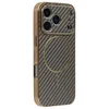 Image de Hoesje geschikt voor Apple iPhone 17 Pro Max - Phonesta Luxury Carbon Fiber Back Cover - Geschikt voor MagSafe - Bruin