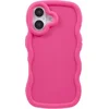 Image de Hoesje geschikt voor Apple iPhone 17 - Phonesta Wavy Silicone Back Cover - Hot Pink