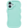 Image de Hoesje geschikt voor Apple iPhone 17 - Phonesta Wavy Silicone Back Cover - Mintgroen