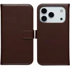 Image de Selencia Hoesje - Geschikt voor Apple iPhone 17 Pro Max - Echt Lederen Bookcase - Bruin