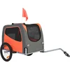 Image de Fietsaanhangwagen voor honden, draagvermogen 30 kg, fietsdrager voor huisdieren met inklapbaar frame, snelspanwielen, universele koppeling, veiligheidsreflectoren, oranje/grijs