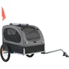 Image de Fietsaanhangwagen voor honden, draagvermogen 40 kg, fietsdrager voor huisdieren met inklapbaar frame, snelspanwielen, universele koppeling, veiligheidsreflectoren, zwart/grijs