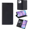 Image de Casemania Hoesje Geschikt voor Apple iPhone 17 Pro - Onyx Black - Dunne Bookcase met Pasjeshouder - Slim Wallet Case van Lederlook met Fijne Nerf en Rijke Glans - Zwart
