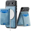 Image de Casemania Hoesje Geschikt voor Apple iPhone 17 Air - Aqua Blue - Geschikt voor MagSafe - Back Cover met Afneembare Magnetische Pasjeshouder met Standaard - Telefoonhoesje en Kaarthouder