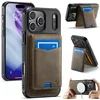 Image de Casemania Hoesje Geschikt voor Apple iPhone 17 Pro Max - Mahogany Brown - Geschikt voor MagSafe - Back Cover met Afneembare Magnetische Pasjeshouder met Standaard - Telefoonhoesje en Kaarthouder