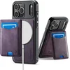 Image de Casemania Hoesje Geschikt voor Apple iPhone 17 Pro Max - Dark Purple - Geschikt voor MagSafe - Back Cover met Afneembare Magnetische Pasjeshouder met Standaard - Telefoonhoesje en Kaarthouder