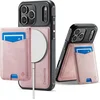Image de Casemania Hoesje Geschikt voor Apple iPhone 17 Pro Max - Pale Pink - Geschikt voor MagSafe - Back Cover met Afneembare Magnetische Pasjeshouder met Standaard - Telefoonhoesje en Kaarthouder