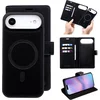 Image de Casemania Hoesje Geschikt voor Apple iPhone 17 Air - Onyx Black - 2 in 1 Bookcase met Velvet Finish - Geschikt voor MagSafe - Magnetisch Portemonnee Telefoonhoesje met Pasjeshouder en Afneembare Cover - Kunstleer Wallet Case - Zwart