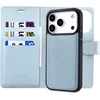 Image de Casemania Hoesje Geschikt voor Apple iPhone 17 Pro Max - Baby Blue - 2 in 1 Bookcase met Velvet Finish - Geschikt voor MagSafe - Magnetisch Portemonnee Telefoonhoesje met Pasjeshouder en Afneembare Cover - Kunstleer Wallet Case - Blauw