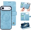 Image de Casemania Hoesje Geschikt voor Apple iPhone 17 Air - Aqua Blue - Kunstleer 2 in 1 Afneembare Bookcase - Geschikt voor MagSafe - Magnetische Telefoonhoesje met Pasjeshouder en Standaardfunctie