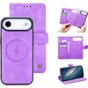 Image de Casemania Hoesje Geschikt voor Apple iPhone 17 Air - Bright Lila - Kunstleer 2 in 1 Afneembare Bookcase - Geschikt voor MagSafe - Magnetische Telefoonhoesje met Pasjeshouder en Standaardfunctie