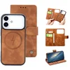 Image de Casemania Hoesje Geschikt voor Apple iPhone 17 Pro - Sienna Brown - Kunstleer 2 in 1 Afneembare Bookcase - Geschikt voor MagSafe - Magnetische Telefoonhoesje met Pasjeshouder en Standaardfunctie