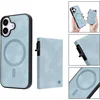 Image de Casemania Hoesje Geschikt voor Apple iPhone 17 - Aqua Blue - Magnetisch Back Cover met Uitschuifbaar Pasjeshouder - 2 in 1 Telefoonhoesje geschikt voor MagSafe met 6 Pasvakjes Creditkaarthouder - Licht Blauw