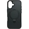 Image de Hoesje Geschikt voor Apple iPhone 17 - Zwart - Geschikt voor MagSafe - Luxe Casemania Carbon Back Cover met Kickstand Ring en Verhoogde Camera Veiligheidsranden