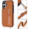 Image de Casemania Hoesje Geschikt voor Apple iPhone 17 - Bruin - Luxe Back Cover met Koord en Rits - Wallet Case met Pasjeshouder - Lanyard Telefoonhoes - Cord Case