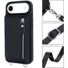 Image de Casemania Hoesje Geschikt voor Apple iPhone 17 Air - Zwart - Luxe Back Cover met Koord en Rits - Wallet Case met Pasjeshouder - Lanyard Telefoonhoes - Cord Case