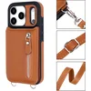 Image de Casemania Hoesje Geschikt voor Apple iPhone 17 Pro - Bruin - Luxe Back Cover met Koord en Rits - Wallet Case met Pasjeshouder - Lanyard Telefoonhoes - Cord Case